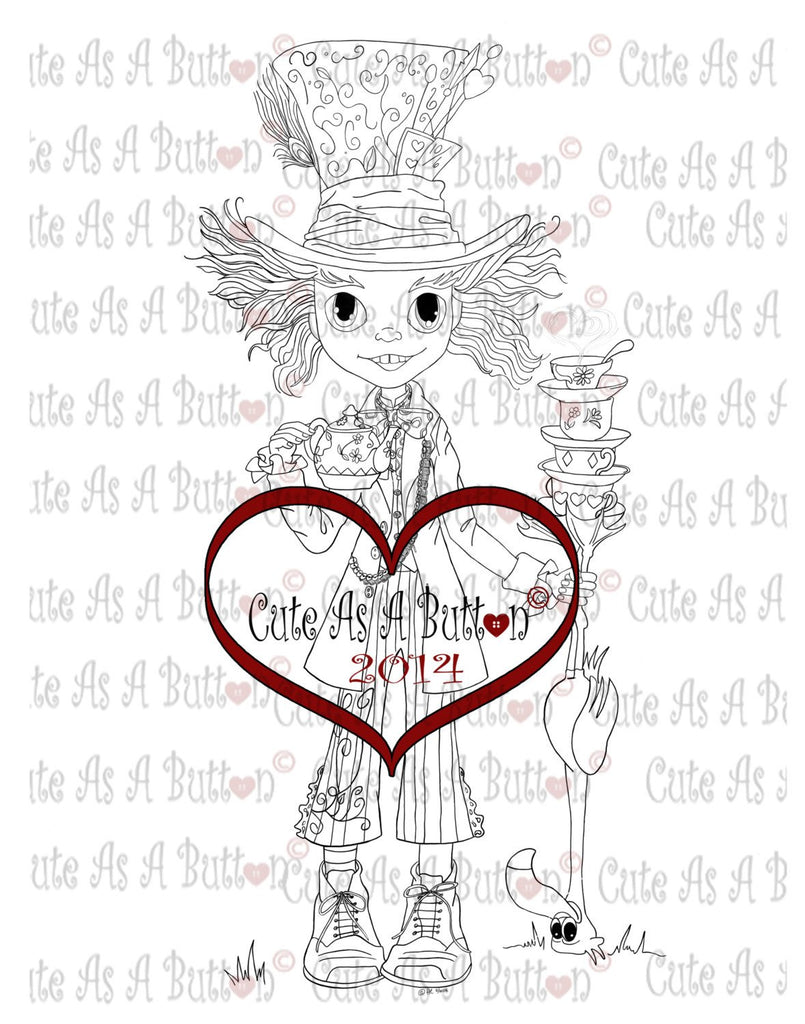 Mad Hatter Digistamp by Cute As A Button Stamps 