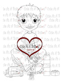 Cute As A Button Stamps kid playing legos Digistamp