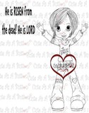 Cute As A Button Stamps He Is Risen Digistamp