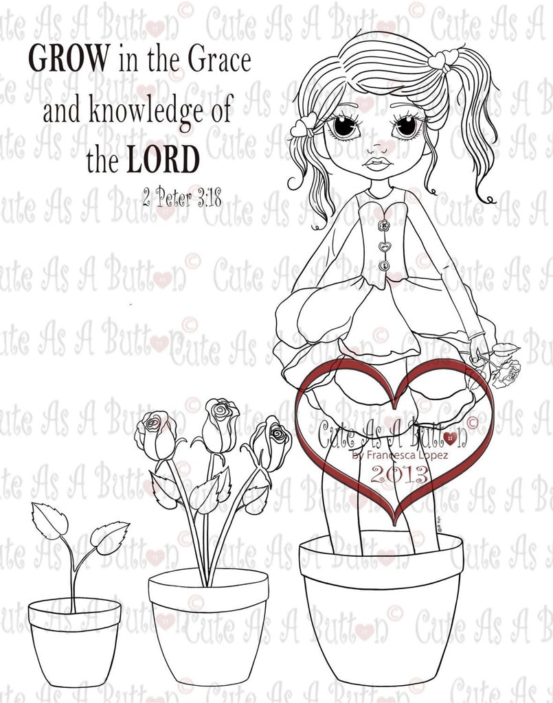 IMG00143 Grow In The Lord - Bible Journaling Bookmark Digital Digi Stamp