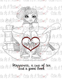 IMG00210 A good book and a cup of tea Digital Digi Stamp