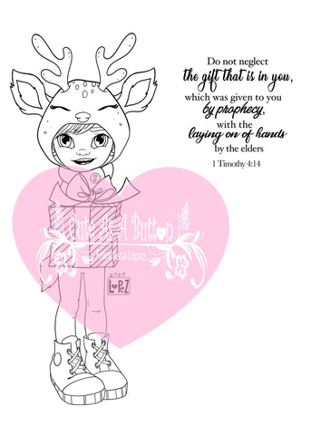 IMG00577-Reindeer Gift (Boy) Do-Not-Neglect-The-Gift-Within-You 1 Timothy 4:12 - Bible Journaling Digital Digi Stamp
